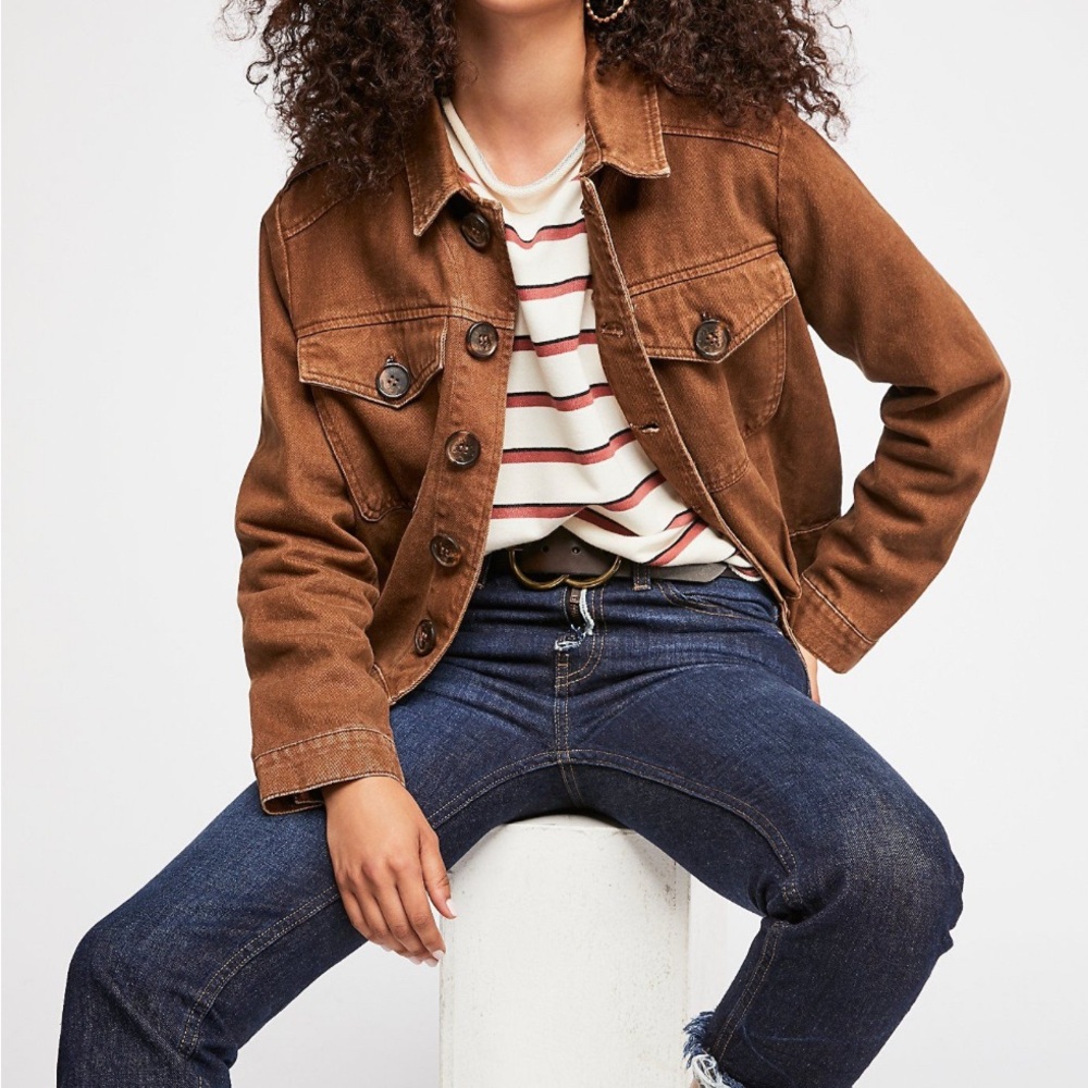 Free People Brown Jean Jacket